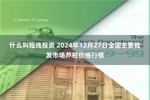 什么叫短线投资 2024年12月27日全国主要批发市场芦柑价格行情