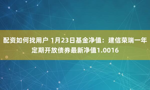 配资如何找用户 1月23日基金净值：建信荣瑞一年定期开放债券最新净值1.0016