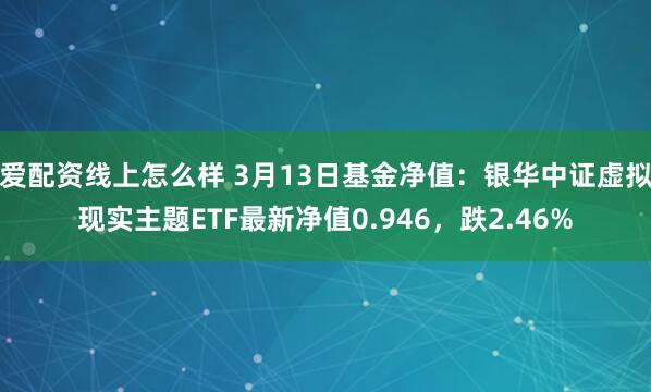 爱配资线上怎么样 3月13日基金净值：银华中证虚拟现实主题ETF最新净值0.946，跌2.46%